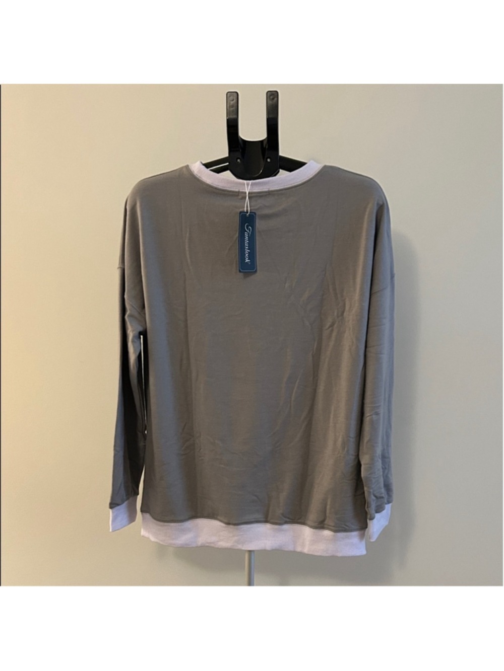 Women's Gray Crew Neck Sweater - Picture 3 of 4